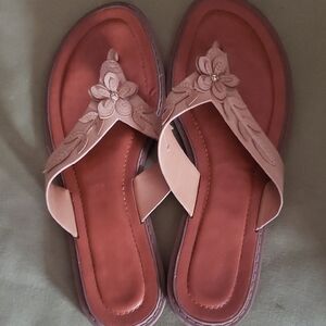 Floral Thong Sandals for Women in Tan - Casual Slip-On Comfort
